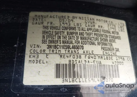 2009 Nissan Versa 1.8S from USA, damaged, VIN 3N1BC11E59L465070